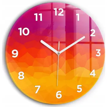 Hodiny Čtvercové Skleněné Foto Hodiny na Zeď do Kanceláře Barevná abstrakce průměr 30 cm