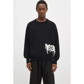 Pánský svetr Svetr Y-3 Logo Knit Crew pánský, černá barva, lehký, JL8752, S, 99X