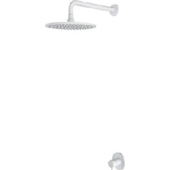 Vodovodní baterie OMNIRES Y - Set sprchové podomítkové baterie a horní sprchy, s tělesem, průměr 25 cm, matná bílá SYSY36WM