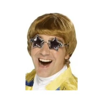 Karnevalová paruka Smiffys.com Paruka Star Men 70. léta hnědá + brýle