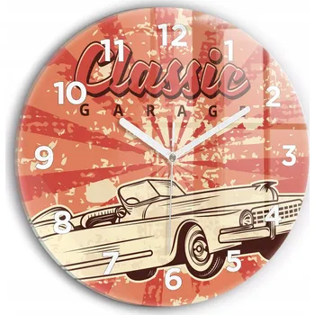 Hodiny Minimalistické Čtvercové Skleněné Hodiny Nástěnné Vintage Retro auto fi30 cm