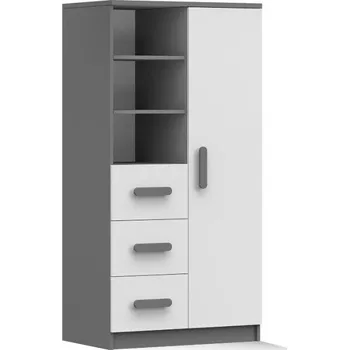 Knihovna Regál 80 3S1D SMYK II - 05, Šedá/Bílá/Šedá