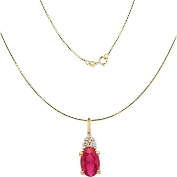 Náhrdelník Leru Zlatý jemný náhrdelník s rubínem a diamanty