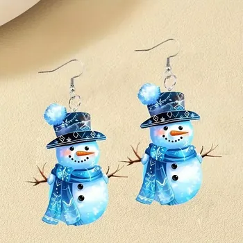 Karnevalový doplněk Náušnice sněhuláček modrý