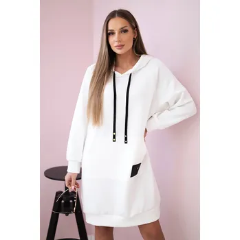 Dámské šaty Mikinové šaty s kapucí 22409 ecru uni