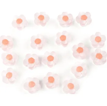 Dětské navlékací korálky Plastové korálky květ matný Ø13 mm, malé, 3 lososová