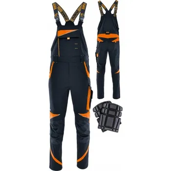 montérky ZAHRADNICKÉ pracovní kalhoty s laclem, elastické BOZP STRETCH spandex, velikost 54