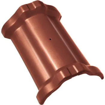 Střešní krytina Bramac - keramický drážkový hřebenáč vyrovnávací dvouhrdlý, kaštanově hnědá