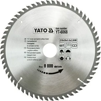 Sada nářadí Kotouč na dřevo 210 x 30 mm 60z Yato YT-6068