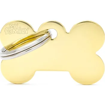 psí známka MY FAMILY SMALL BONE GOLDEN BRASS
