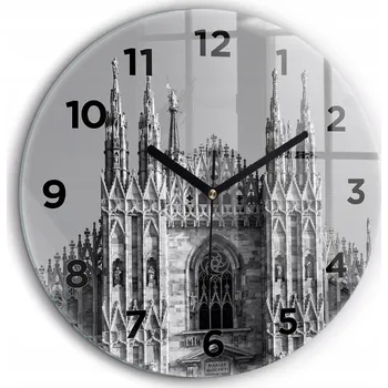 Hodiny Foto nástěnné hodiny Katedrála Duomo Di Milano černé ručičky kulatý průměr 60 cm