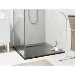 Sprchová vanička s odtokem černá SMC 90 x 90 x 3 cm čtvercový tvar efekt přírodního kamene minimalistický styl koupelna Beliani