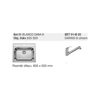 Vodovodní baterie Blanco SET 01-A 25 Dana 6 přírodní lesk + Daras chrom