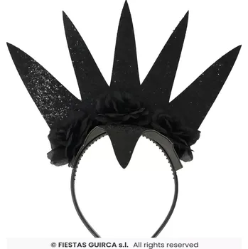 Karnevalový doplněk Čelenka - černá koruna s kytkama