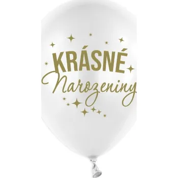 Balónek Balonkový buket Krásné narozeniny, Bílý - 5 ks