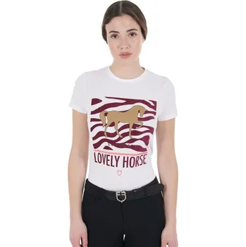Dámské tričko Equestro Lovely Horse Bílá L