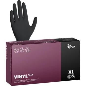 Vyšetřovací rukavice Espeon Vinylové rukavice VINYL PLUS 100 ks, nepudrované, černé, 5.0 g Velikost: XL