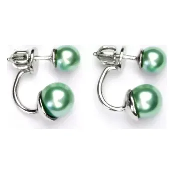 Náušnice Stříbrné náušnice 2v1 Swarovski green - NŠ1183/1512m (Stříbrné náušnice se Swarovski perlami 6 a 8 mm)