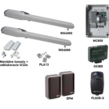 Pohon brány Sada pohonu NICE Wingo 4000 pro dvoukřídlou bránu - jedno křídlo 2m/400kg s fotobuňkami