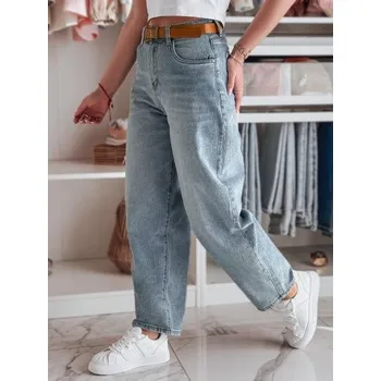 Dámské džíny Dámské džínové kalhoty s širokými nohavicemi a páskem NEWFLOVER modré