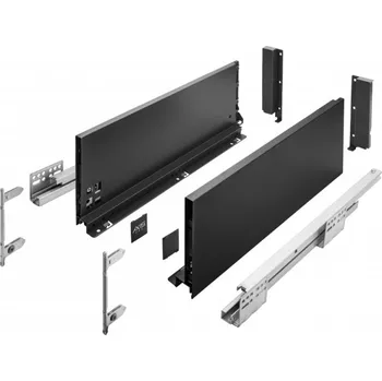 Nábytkové kování AXIS PRO GTV Zásuvka, H 168 mm, L 250 mm, S tlumením dovírání, Plný výsuv, Černá (C)