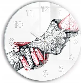 Hodiny Moderní skleněné nástěnné hodiny Držící se ruce kulatý průměr 30 cm