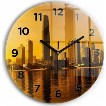 Hodiny Moderní skleněné nástěnné hodiny s potiskem Řeka Zhujiang Čína průměr 30 cm