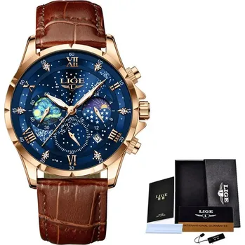 Hodinky Pánské analogové hodinky s koženým páskem TP994 Barva (Varianta): Rose Gold Blue