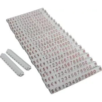 Samolepící etiketa Plastové cenovky červené, bílé 6x9mm 20x řada €,$,¥ (ESS-WR x20)