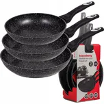 Klausberg SET 3 ks Ø20,24,28 cm KB-7290, mramorový povrch, indukce Černá