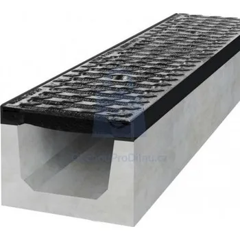 Žlab betonový odvodňovací B125 s litinovou mříží, GUTTA H150 1000 x 150 x 150 mm, balení 1 ks