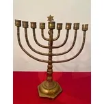 Starý mosazný židovský svícen 9ramenný