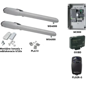 Pohon brány Sada pohonu NICE Wingo 4000 pro dvoukřídlou bránu - jedno křídlo 2m/400kg