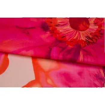 Ramie, lehká, květinová, růžovo-oranžová, sartor.cz