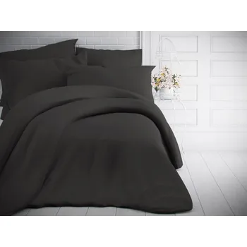 Francouzské jednobarevné bavlněné povlečení 220x200, 70x90cm tmavě šedé