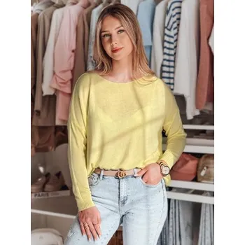 Dámský svetr Dámský hladký svetr nadměrné velikosti SENZIA lemon
