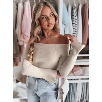 Dámský svetr Dámský svetr s rozhalenkou SHOWIT béžové barvy v jedné velikosti
