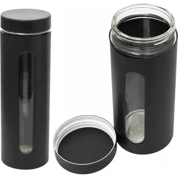 Sklenice JORIS Skleněná zavařovací sklenice se skleněným víkem, černý obal 1770ml OD1791