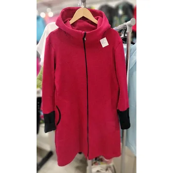 Dámský kabát Fantom Dámský SVETROVINOVÝ kabát s kapucí - červený melír KONFEKČNÍ VELIKOST: XS