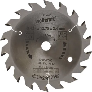 Pilový kotouč Wolfcraft Wolfcraft pilový kotouč středně hrubé řezy ø140x12,75 Z18 6358000