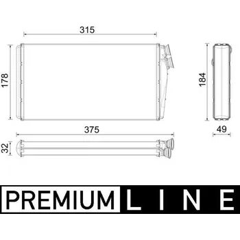 Výměník tepla Výměník tepla, vnitřní vytápění MAHLE AH 295 000P