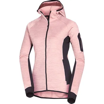 Dámská mikina Northfinder Dámský fleecový melanžový svetr s kapucí COLEEN, růžová, S