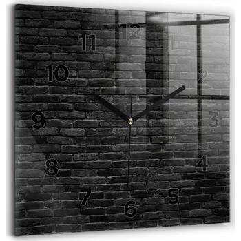 Hodiny Skleněné hodiny s motivem na zeď Tichý chod Ručičky Obývací pokoj Tmavá cihlová zeď