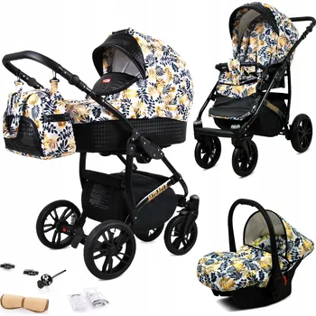 Kočárek Dětský kočárek 3v1 BabyLux Miracle: sporťák, hluboká korba a autosedačka