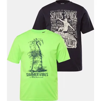 Pánské tričko JP1880, Plus size Tričko JP1880, 2-balení, krátké rukávy, potisk na hrudi, do 8XL pro plnoštíhlé nadměrná velikost, 838316426-1456, zelený, 7XL, Plus size oblečení, Oblečení pro vysoké muže, Nadměrné velikosti, Oblečení pro plnoštíhlé.