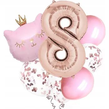 Balónek Sada balónků Kočka RŮŽOVÁ Kočka ČÍSLICE 8 Narozeniny