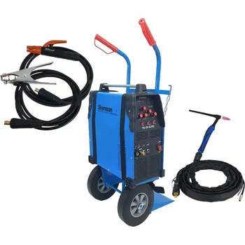 Svářečka Sherman svářecí invertor Tig TIG 201 AC/DC + Hořák + Dráty + Vozík s policí