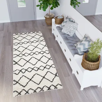 Koberec Běhoun na míru Delhi - mřížka 11 - bílý Rozměr koberce: 70 cm