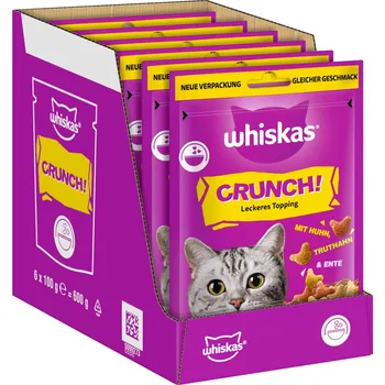 Krmivo pro kočku 6x100g Whiskas Crunch s kuřecím, krůtím a kachním masem