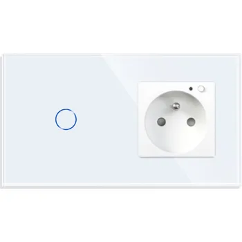 vypínač JEDNODUCHÝ DOTYKOVÝ SPÍNAČ 1K SE ZÁSUVKOU, SKLENĚNÝ SPÍNAČ ZIGBEE